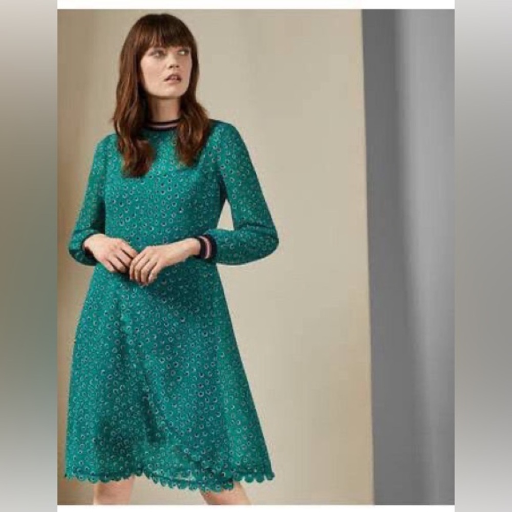 Ted Baker Sibella Green Floral‎ Sheer Dress Sz 0